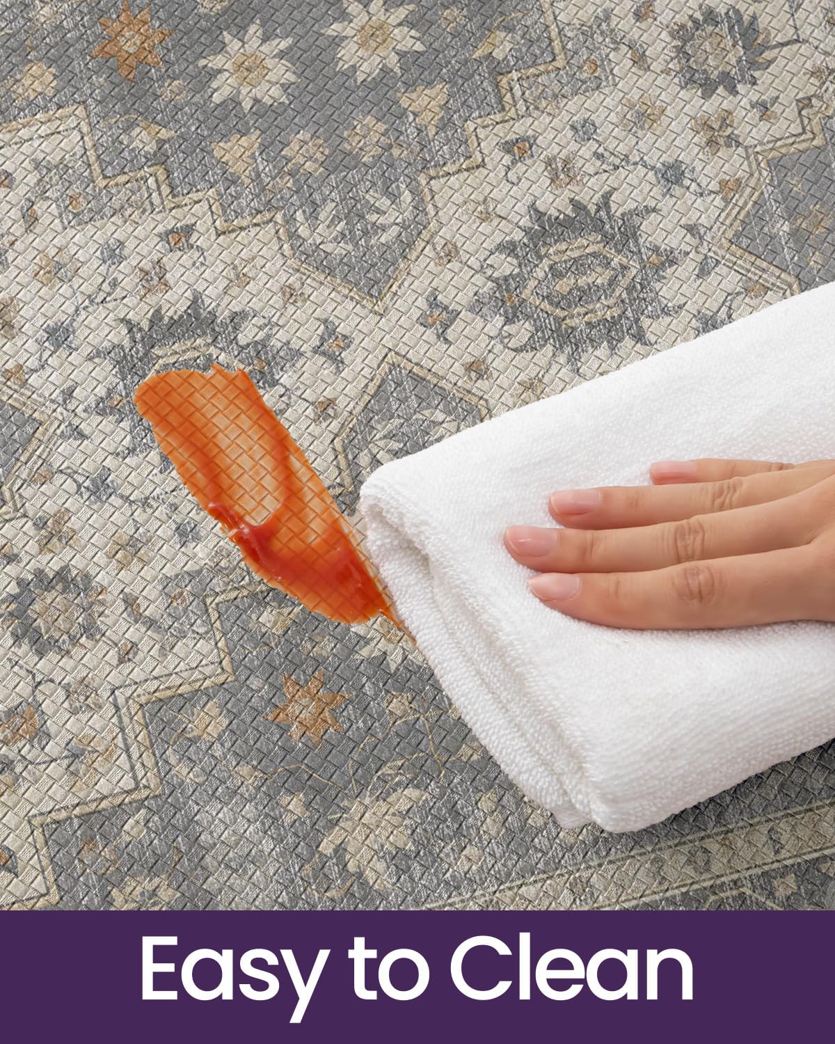 DEXI alfombrilla con diseño floral añade estilo vintage-rústico a la cocina.