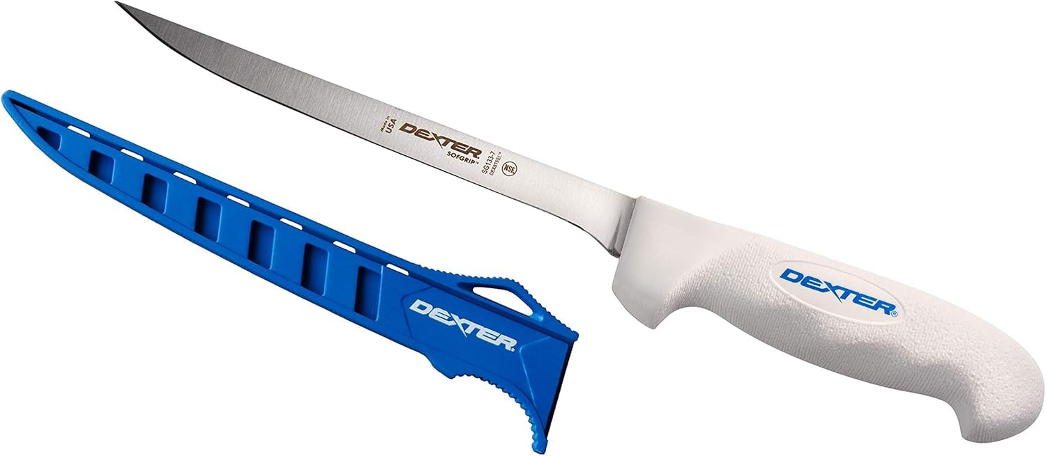 Dexter Outdoors cuchillo SofGrip 7 pulgadas con mango ergonómico para mayor control.