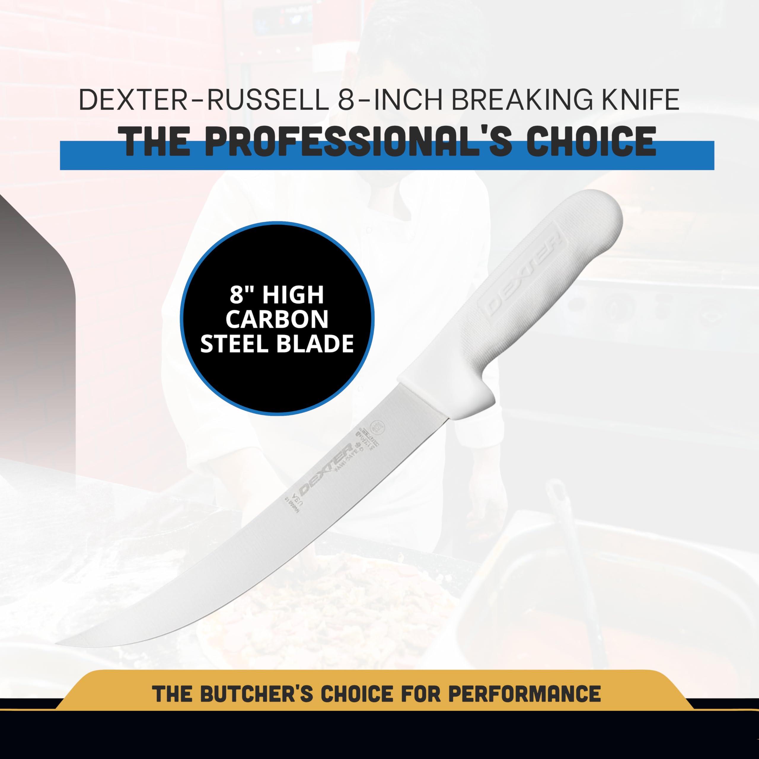Cuchillo de despiece 8 pulgadas Dexter-Russell para porcionar carnes grandes con control.