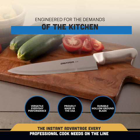 Dexter-Russell cuchillo 10p, mango blanco ergonómico para un agarre cómodo