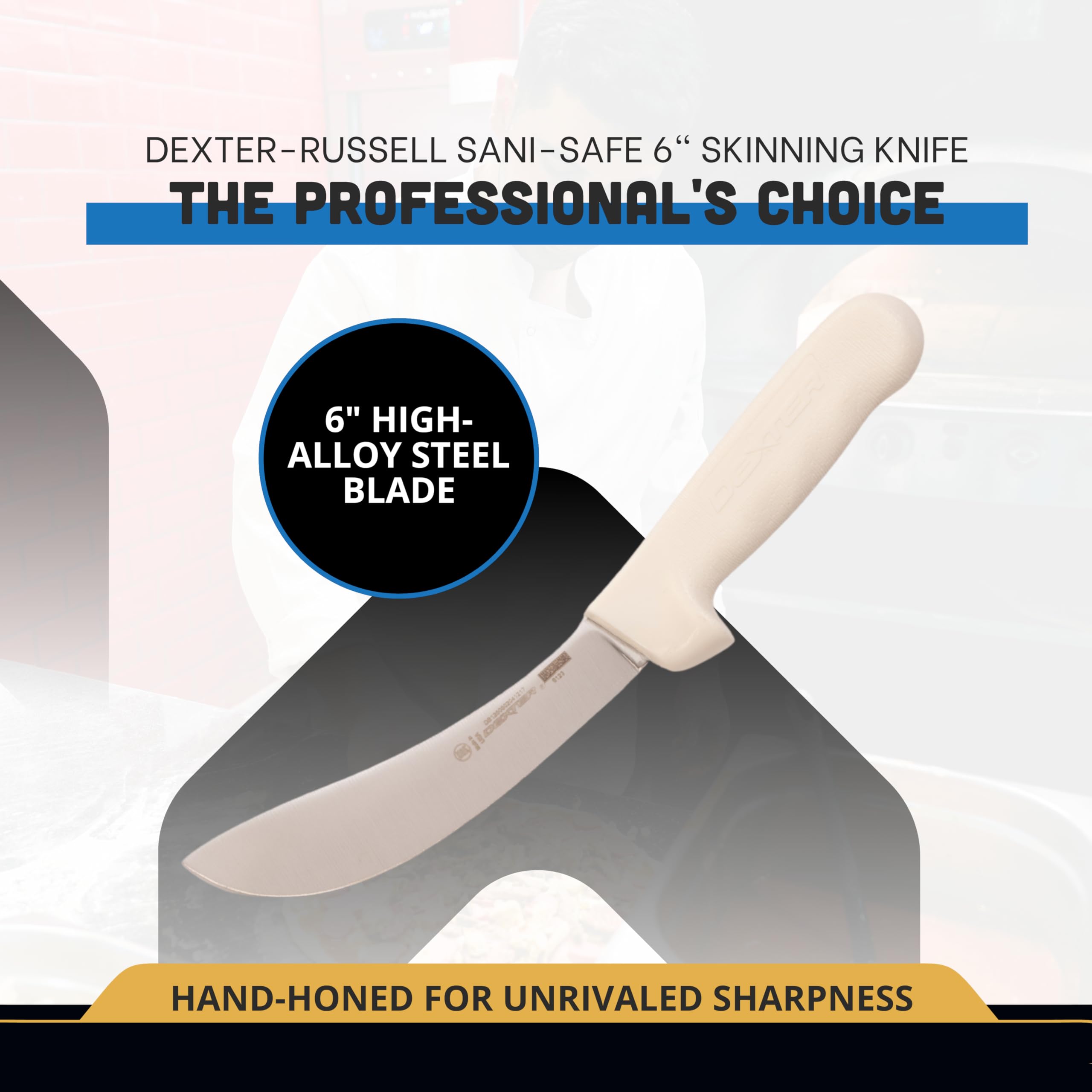 Cuchillo Dexter-Russell desollar, mango blanco antideslizante para sujeción segura
