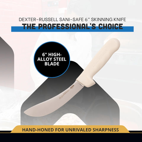 Cuchillo Dexter-Russell desollar, mango blanco antideslizante para sujeción segura