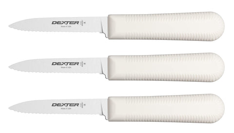 Dexter-Russell: juego de tres cuchillos para pelar S104SC con hoja dentada, precisión al pelar.