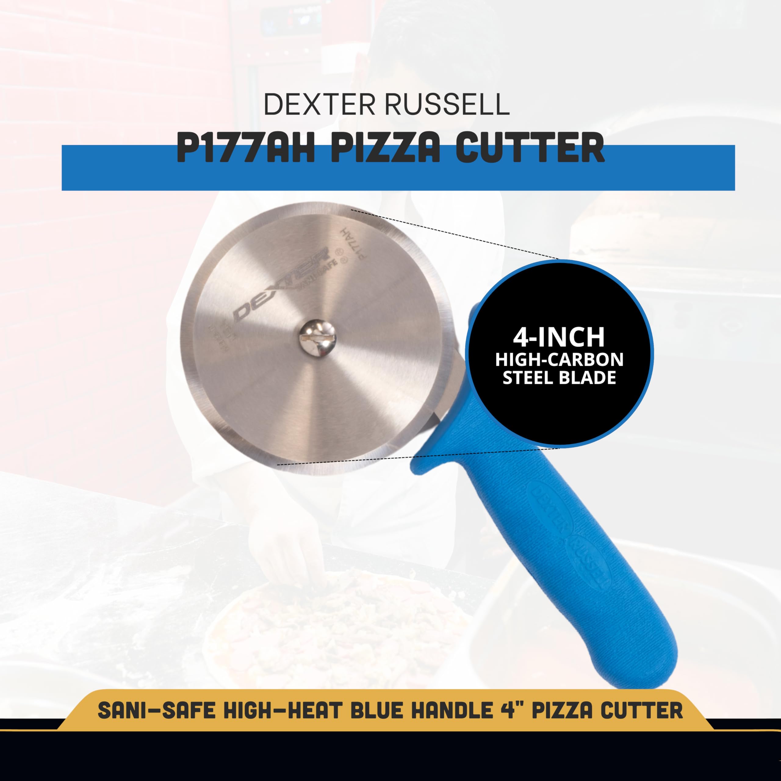 Dexter-Russell P177AH, mango azul resistente al calor, agarre seguro en cocinas rápidas.