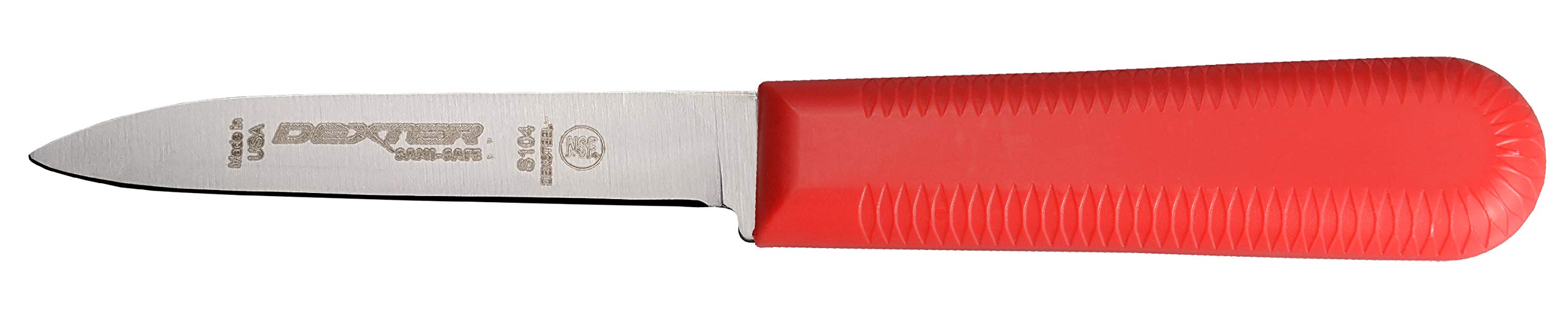 Dexter-Russell Sani-Safe S104SC-3RWC, caja con tres unidades lista para cocinas.