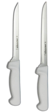 Dexter-Russell, cuchillos filetear 7 y 8 pulgadas, mango blanco, ideal para filetear carne y pescado.