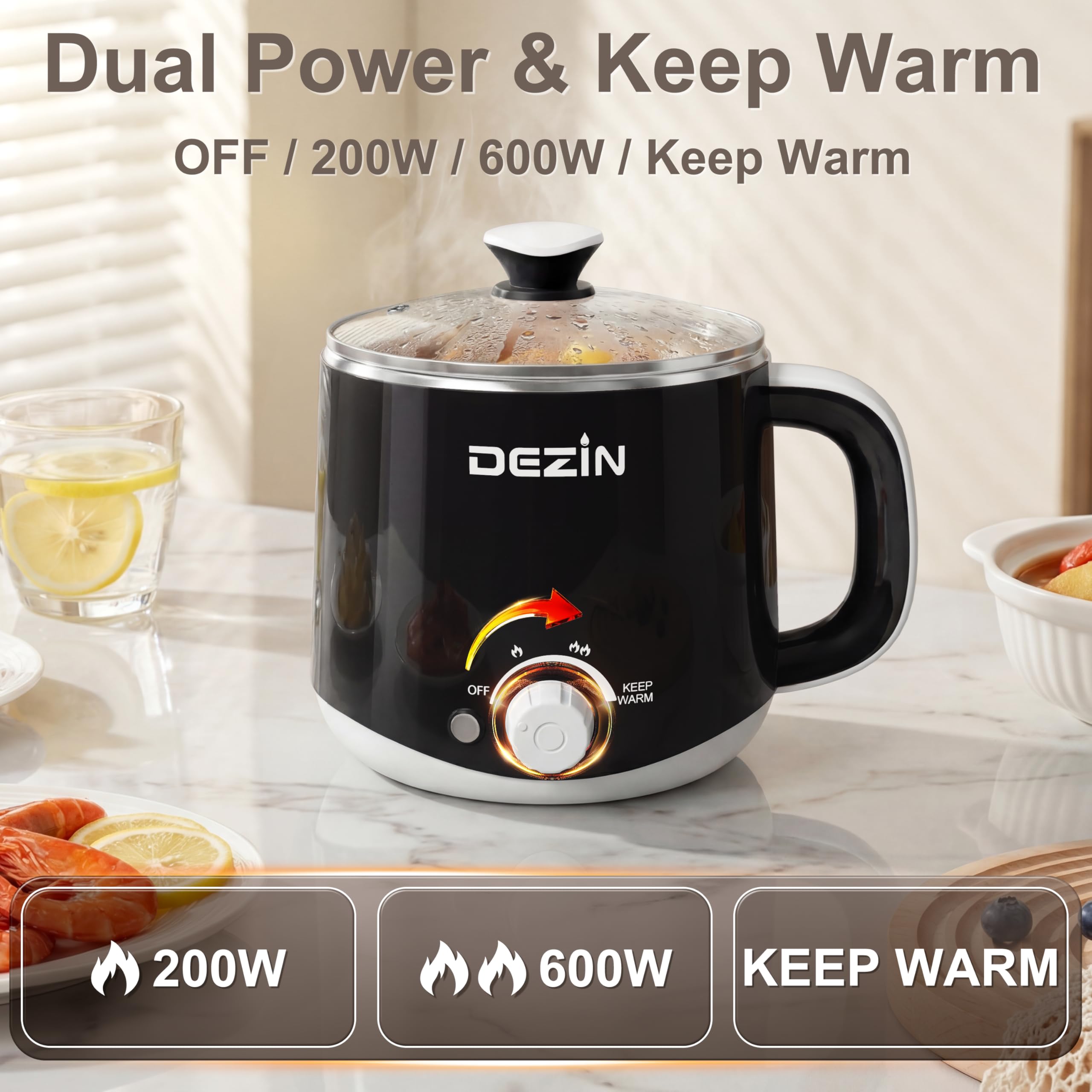 DEZIN dumplings fáciles con olla eléctrica de 1.6 L.