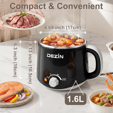 DEZIN huevo cocido rápido con olla eléctrica 1.6 L.