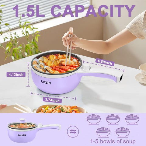 DEZIN olla eléctrica 1,5 L con revestimiento antiadherente para fácil limpieza