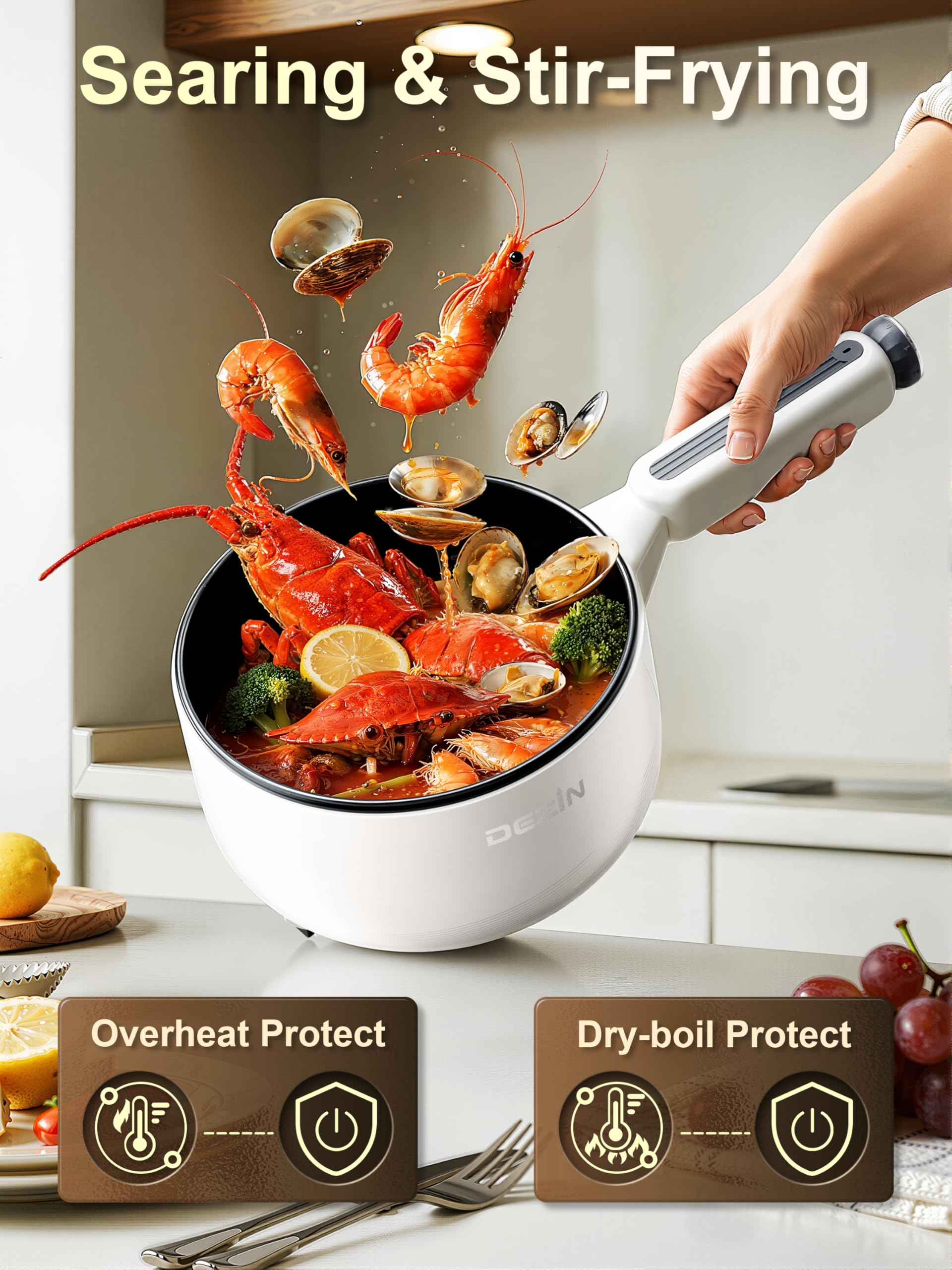 DEZIN Olla eléctrica con capacidad de 2L lista para una comida.