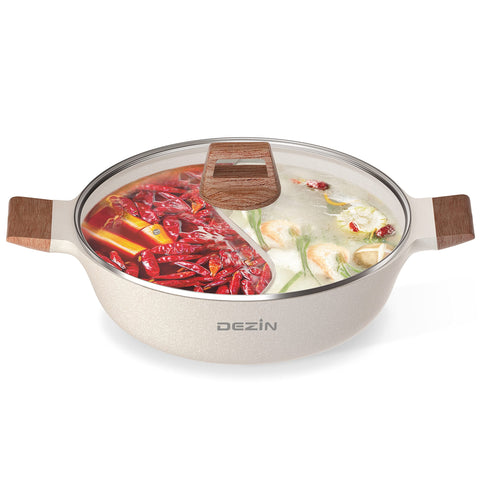 DEZIN olla shabu shabu con divisor para dos caldos simultáneos