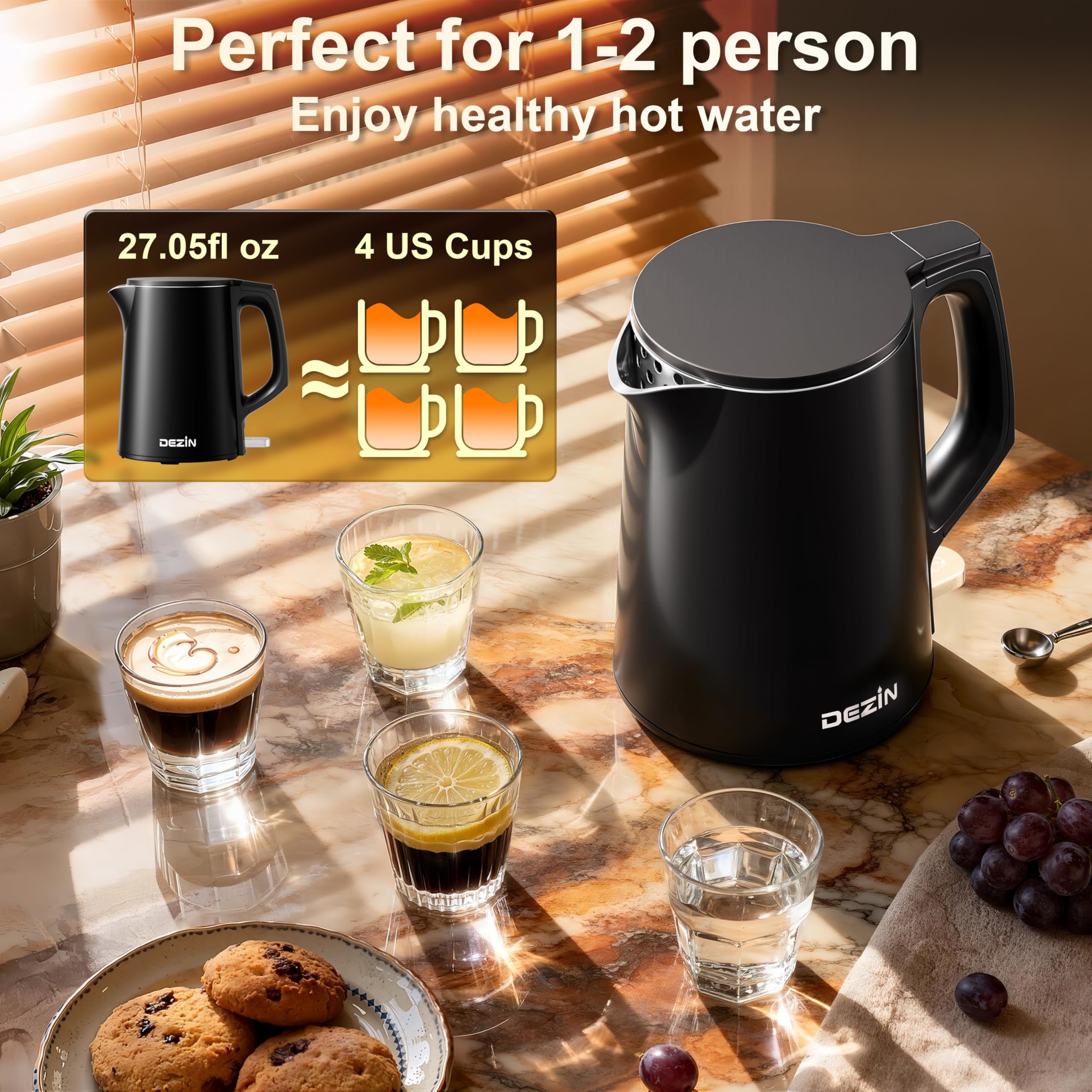 Dezin uso diario en casa u oficina, rendimiento práctico para bebidas calientes.