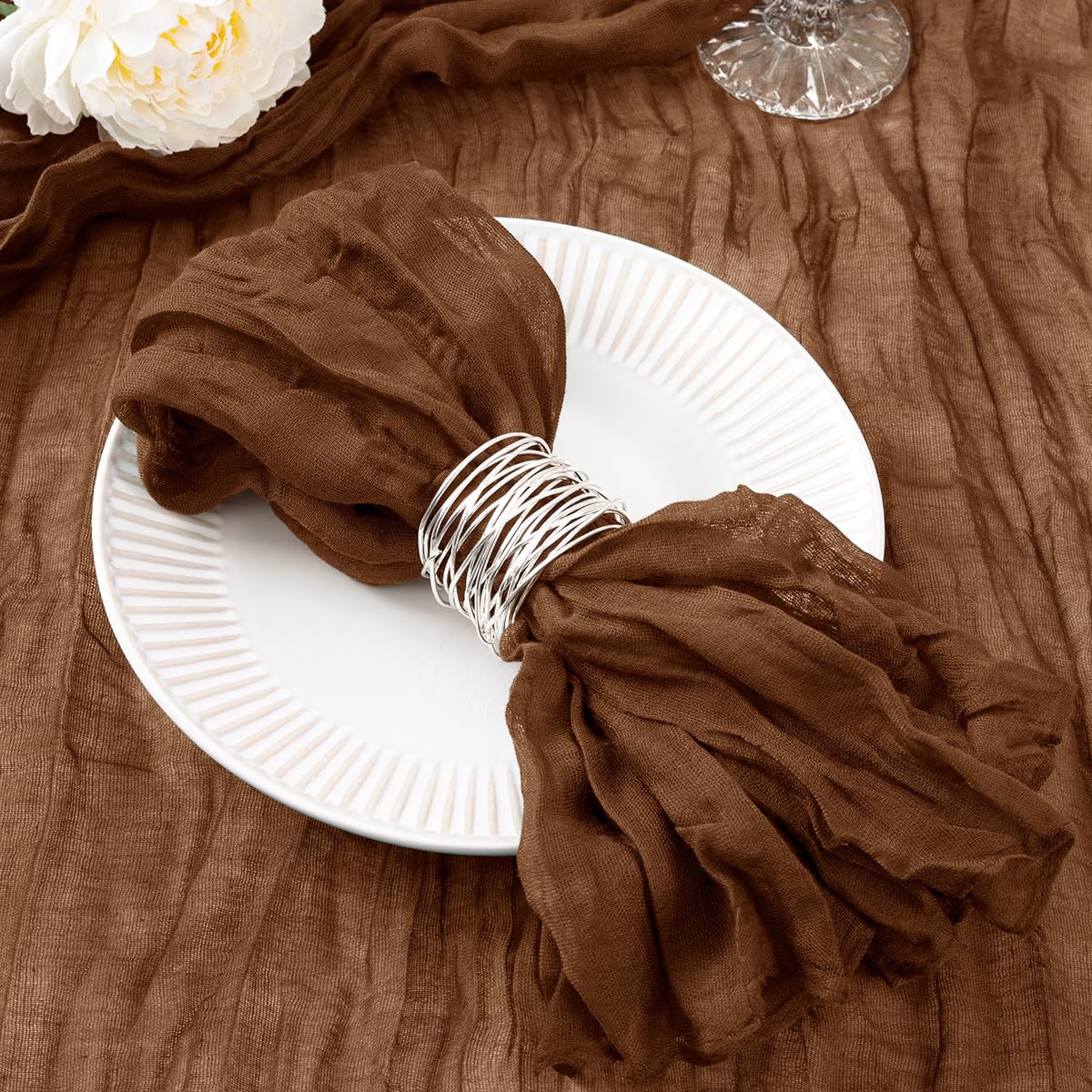 DeZerlor servilletas gasa marrón 21x21 para mesa elegante
