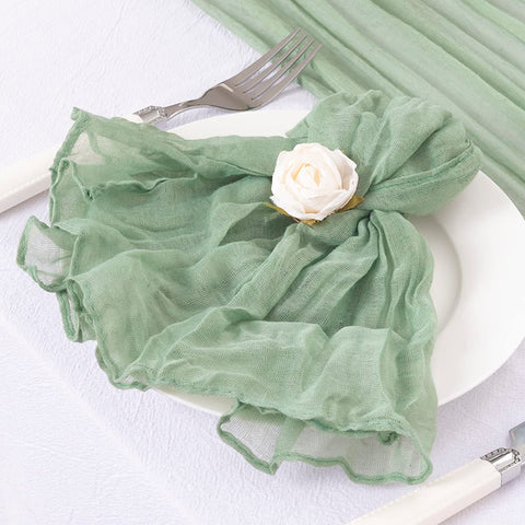 DeZerlor servilletas gasa verde salvia, costuras reforzadas para durabilidad.