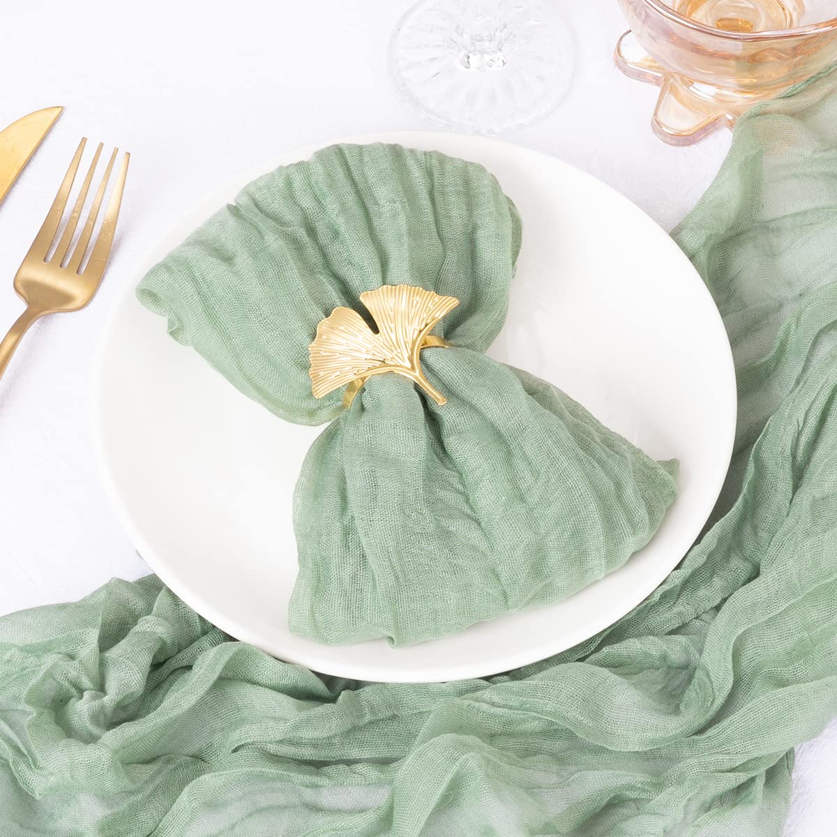 DeZerlor servilletas gasa verde salvia, tamaño 21x21 pulgadas para mesa.