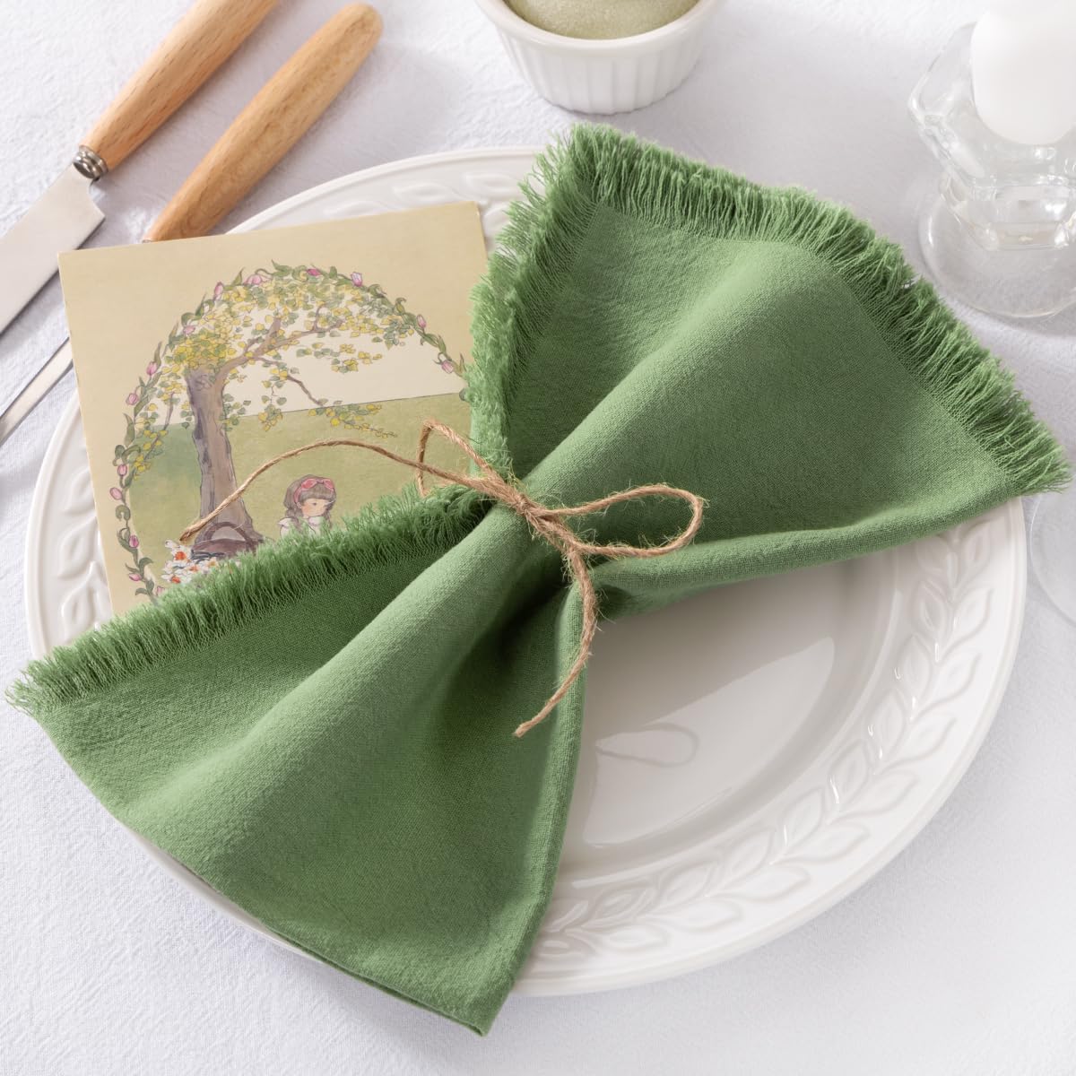 DeZerlor servilletas salvia, conjunto de 6 listo para bodas.