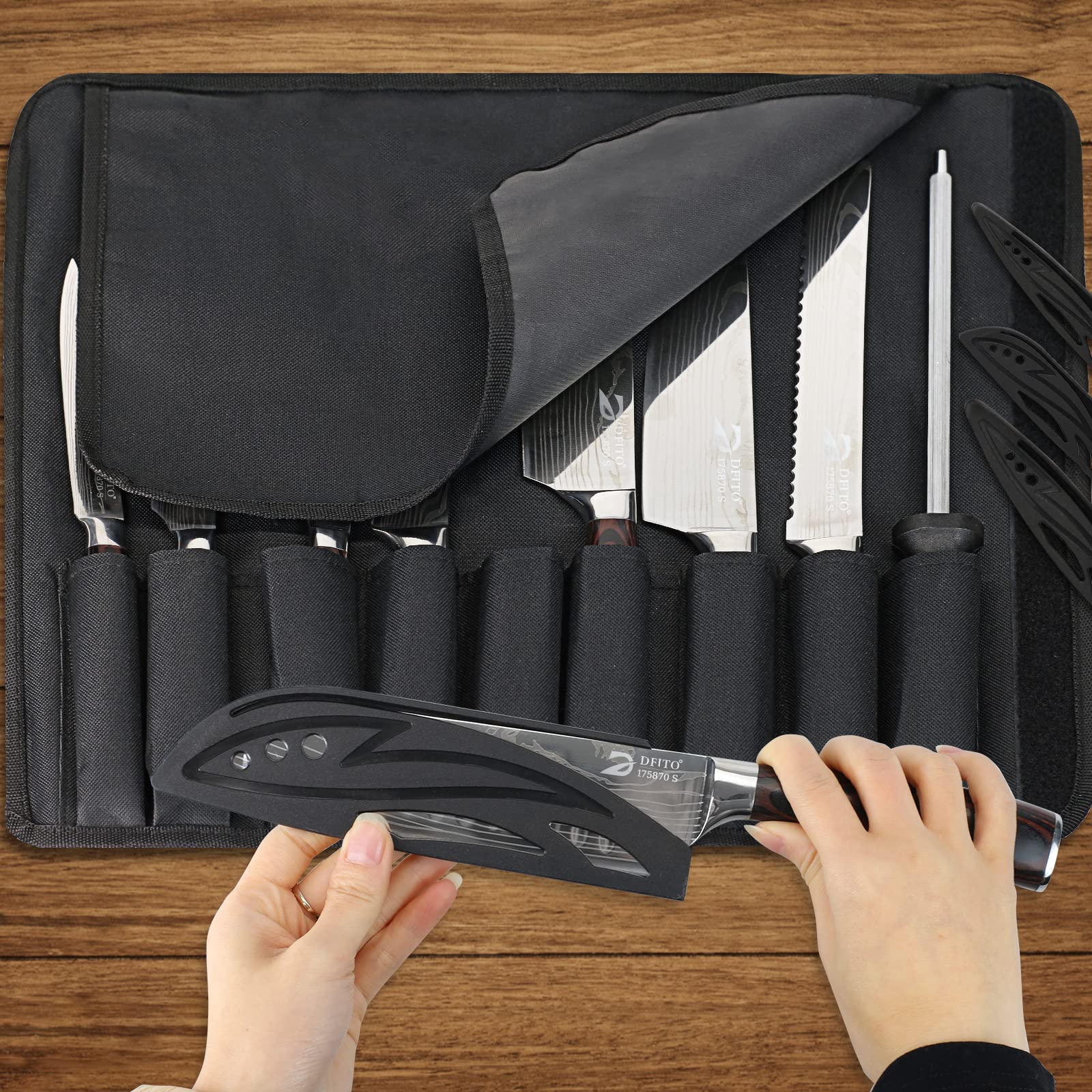 Dfito cuchillo chef afilado de acero alemán inoxidable para cortes precisos