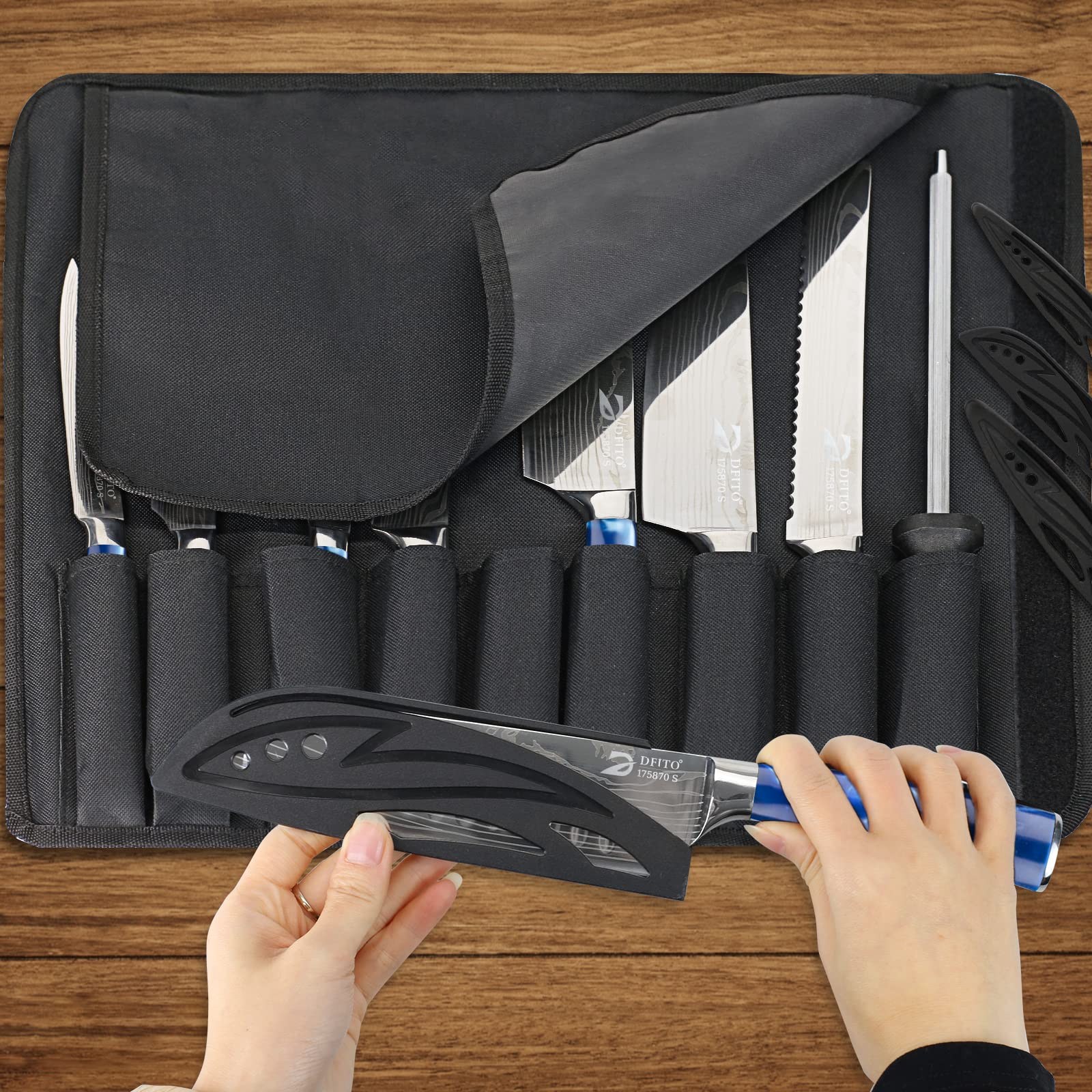 Dfito: cuchillo chef afilado de acero inoxidable alemán para cortes precisos.