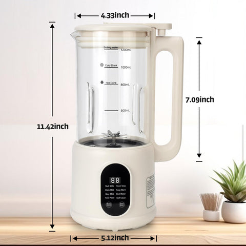 DFJKJUU Accesorios Mezclador leche vegetal, vista frontal, limpieza automática y funcionamiento silencioso.