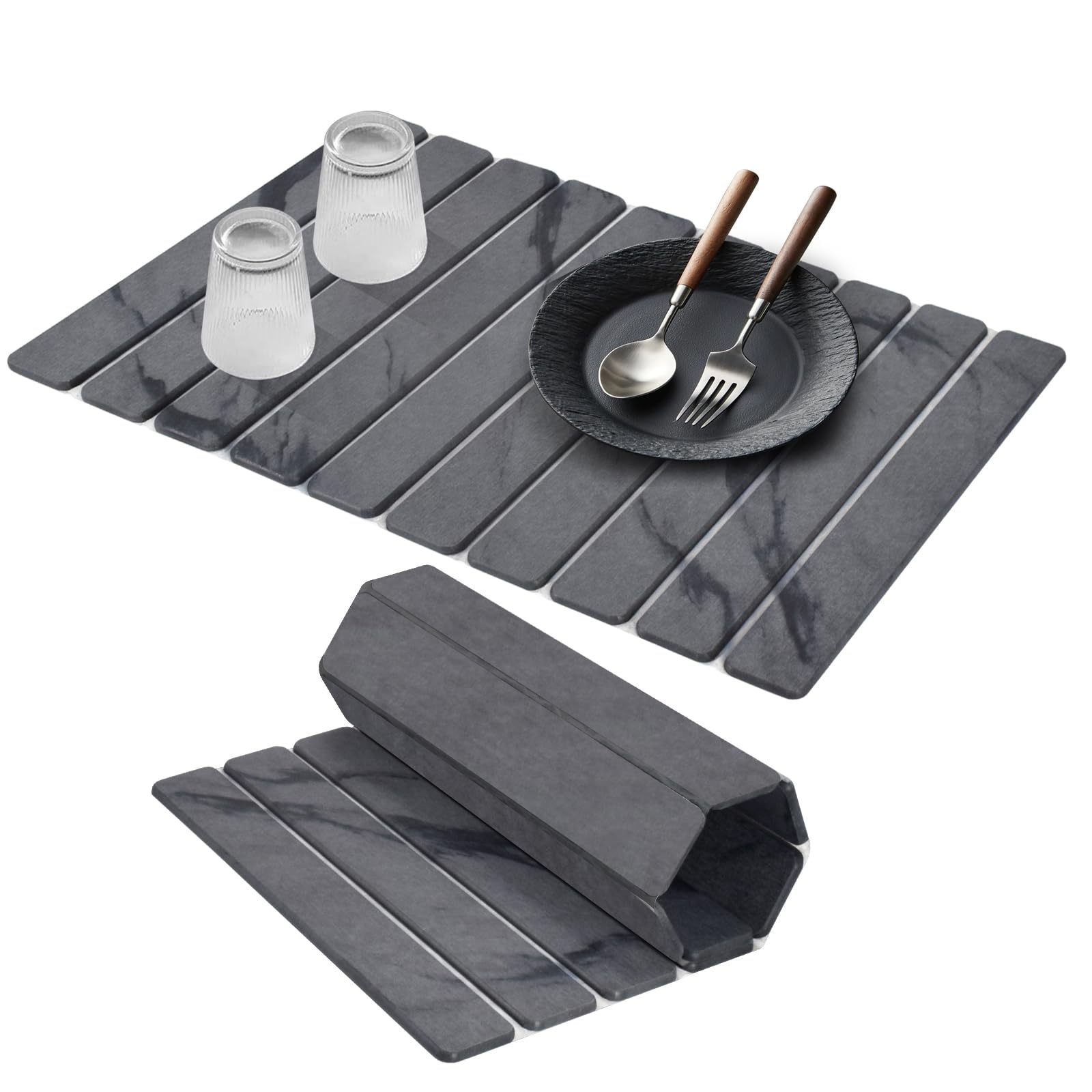 DFJKJUU tapete secado piedra mármol 24x16 para platos y vasos.