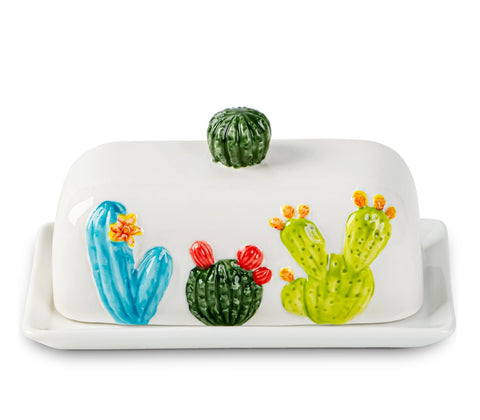 dgudgu mantequera cactus con tapa diseño adorable para la encimera y acceso rápido