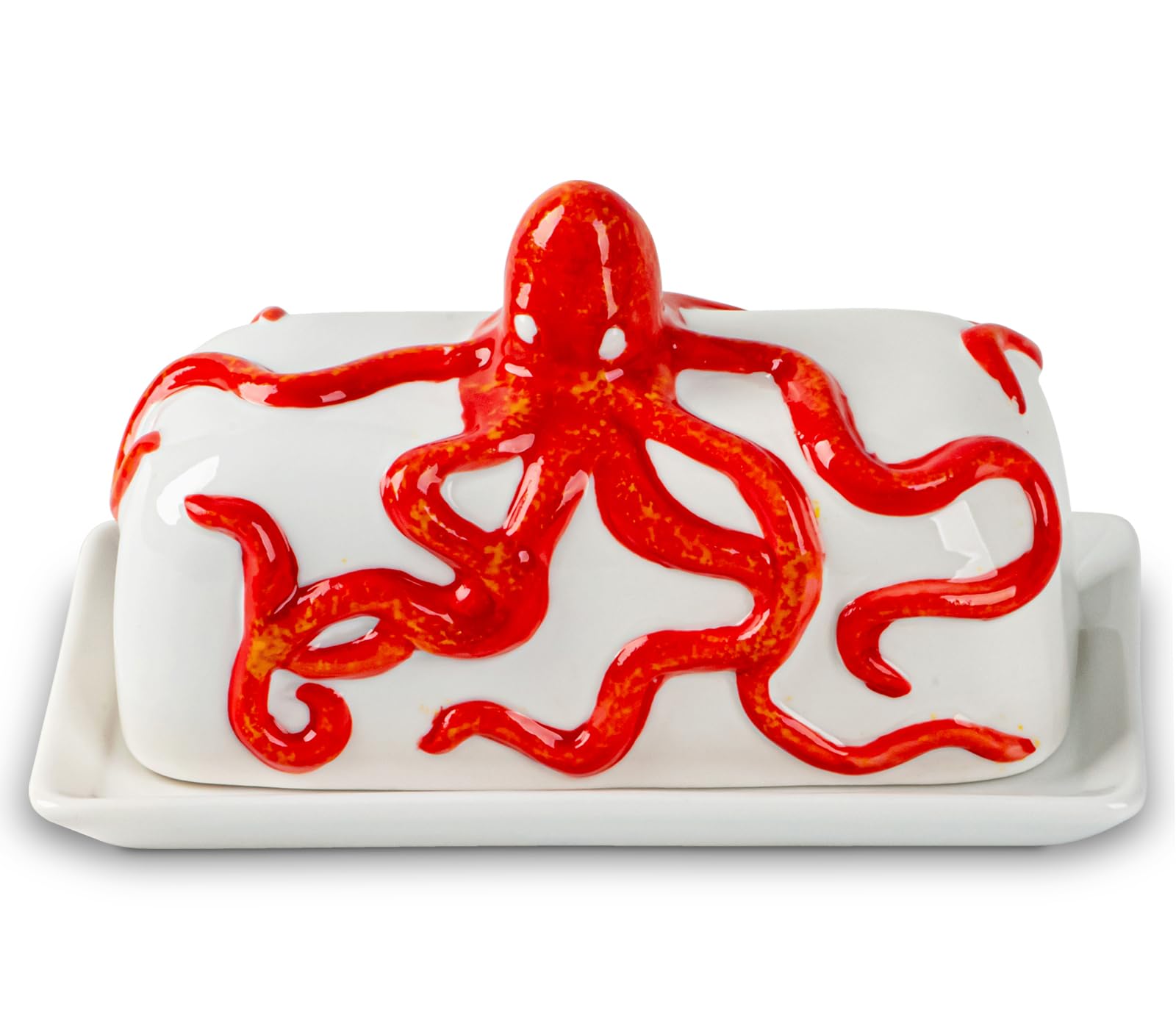 dgudgu mantequera pulpo con tapa roja mantiene la mantequilla fresca para servir