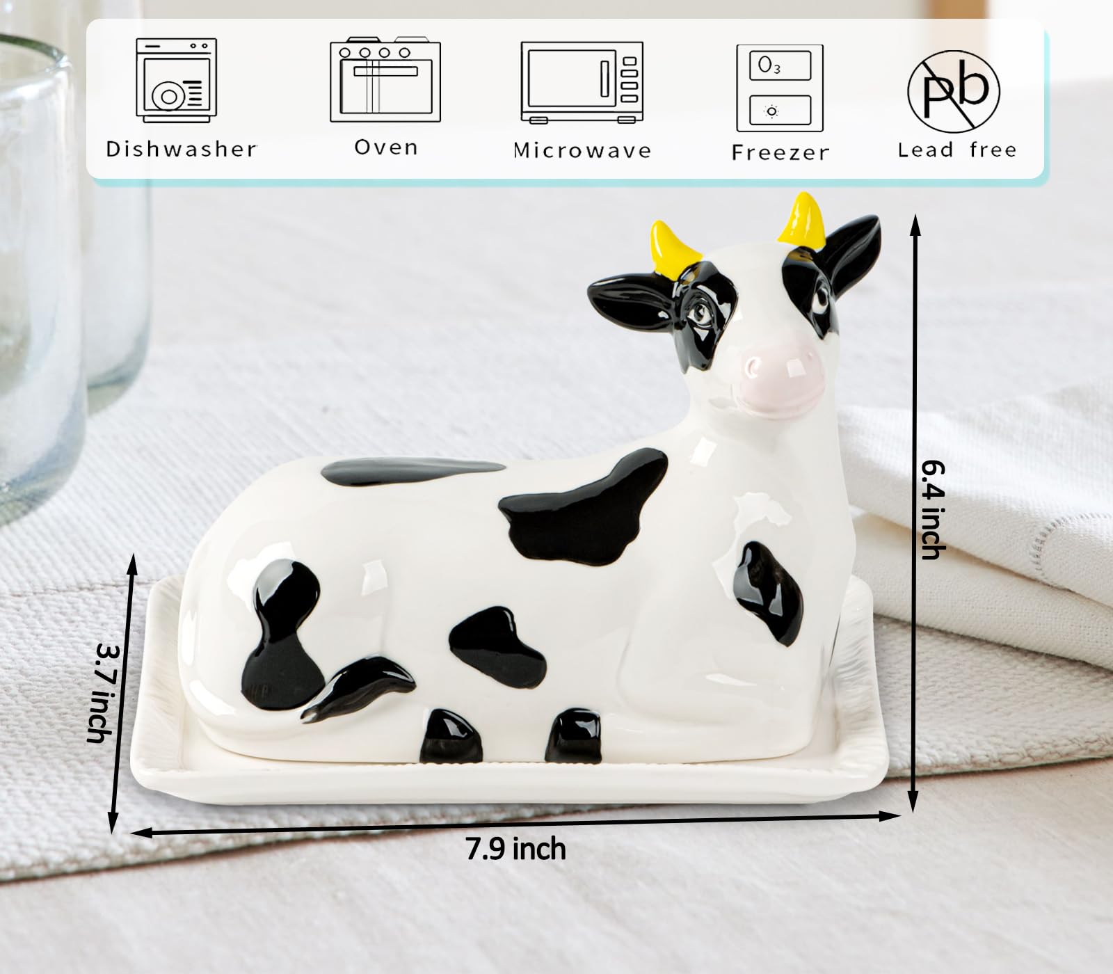 dgudgu mantequera-tapa-y-base-diseño, protege la mantequilla del polvo.