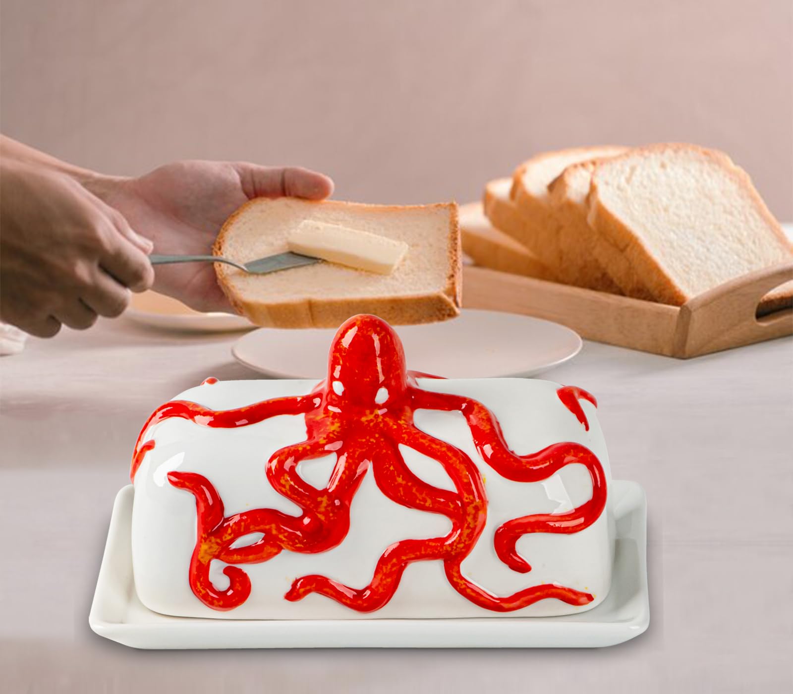 dgudgu mantequera pulpo cerámica apta para lavavajillas y cocina moderna