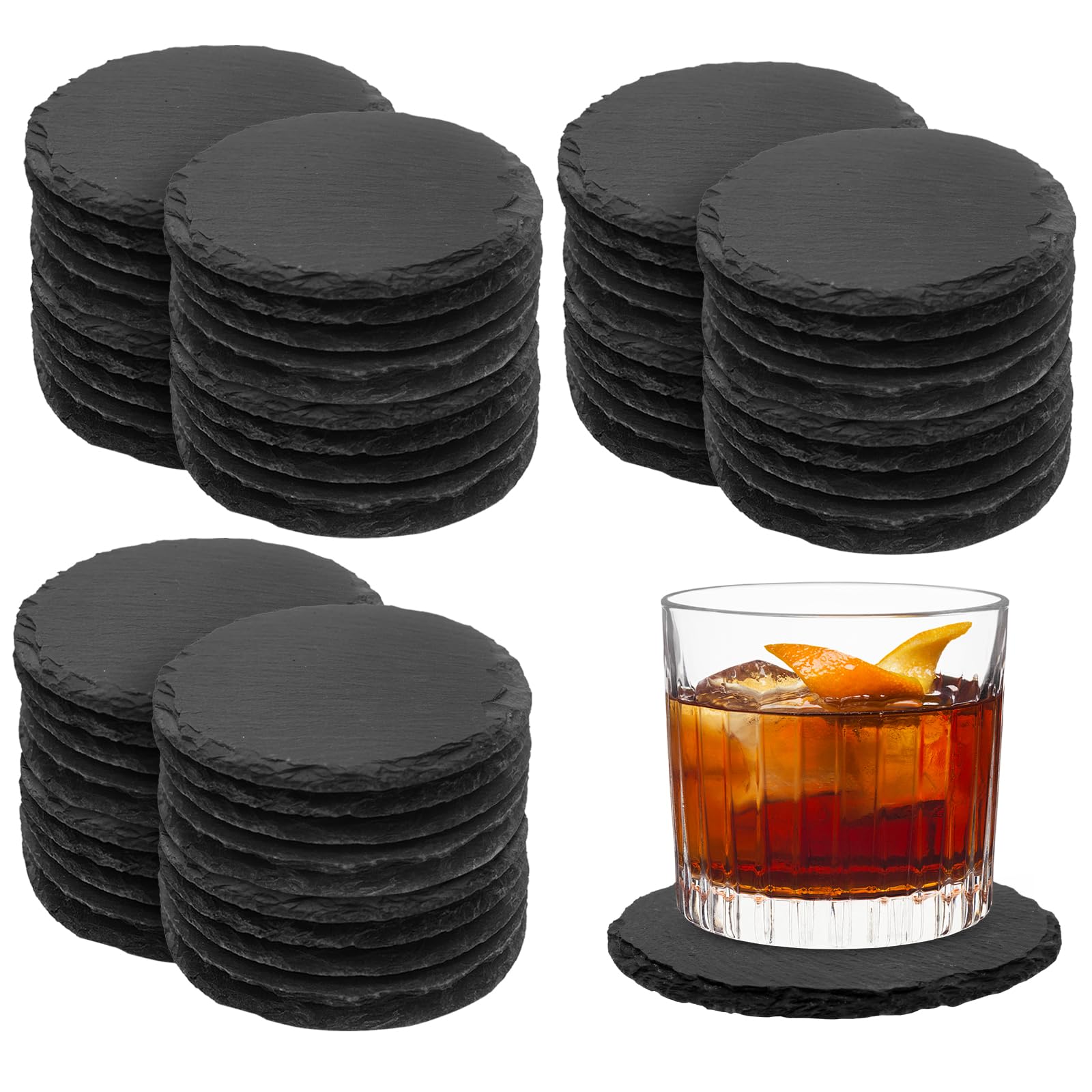 dhfsleo posavasos de pizarra negro de 4 pulgadas, durabilidad y estilo para el hogar