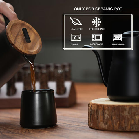 DHPO cafetera francesa cerámica diseño negro elegante para cocinas modernas