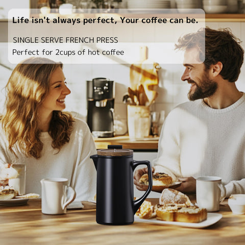 DHPO cafetera francesa cerámica tapa de madera ergonómica cómoda