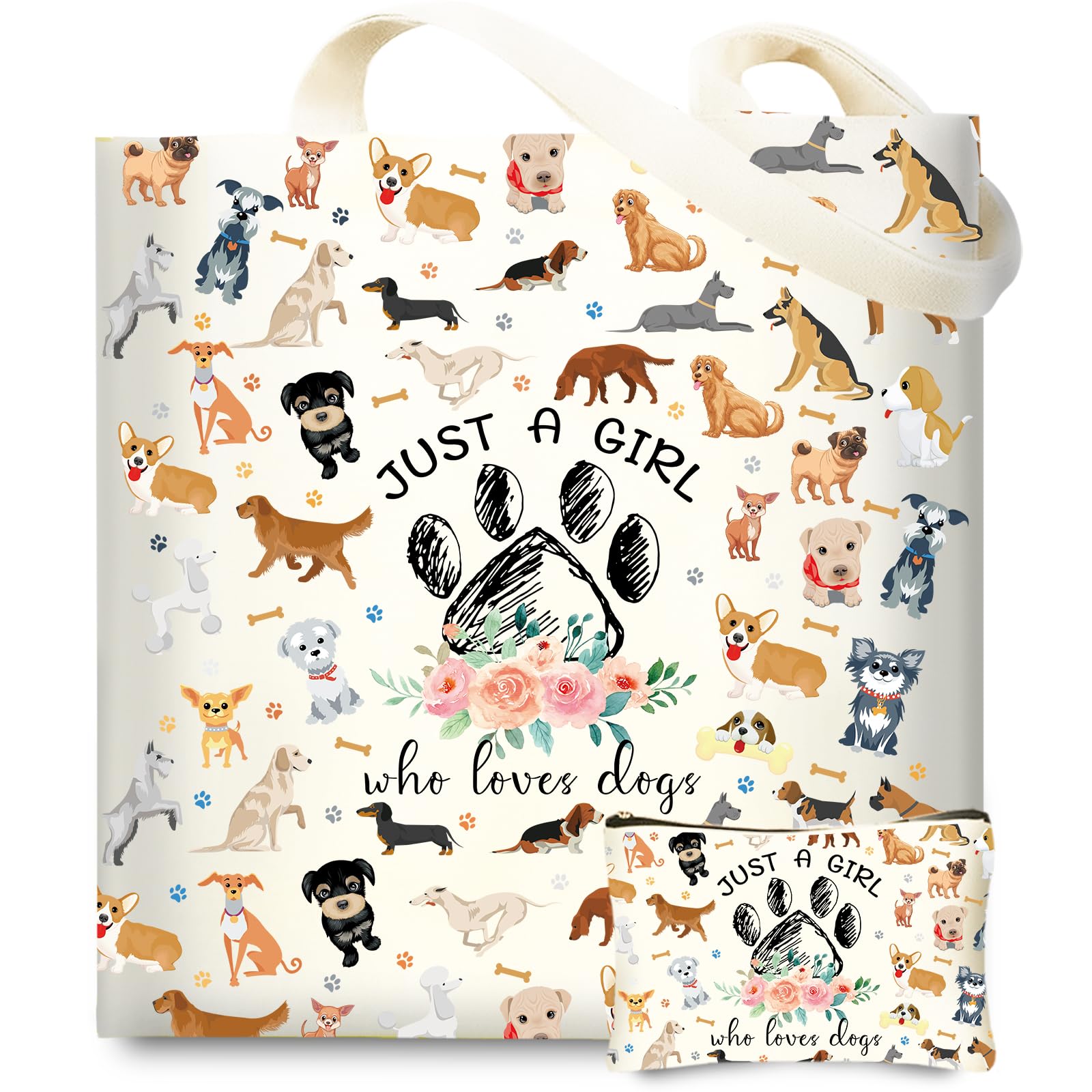 DHQH bolsa lona con perro imagen vibrante para uso diario