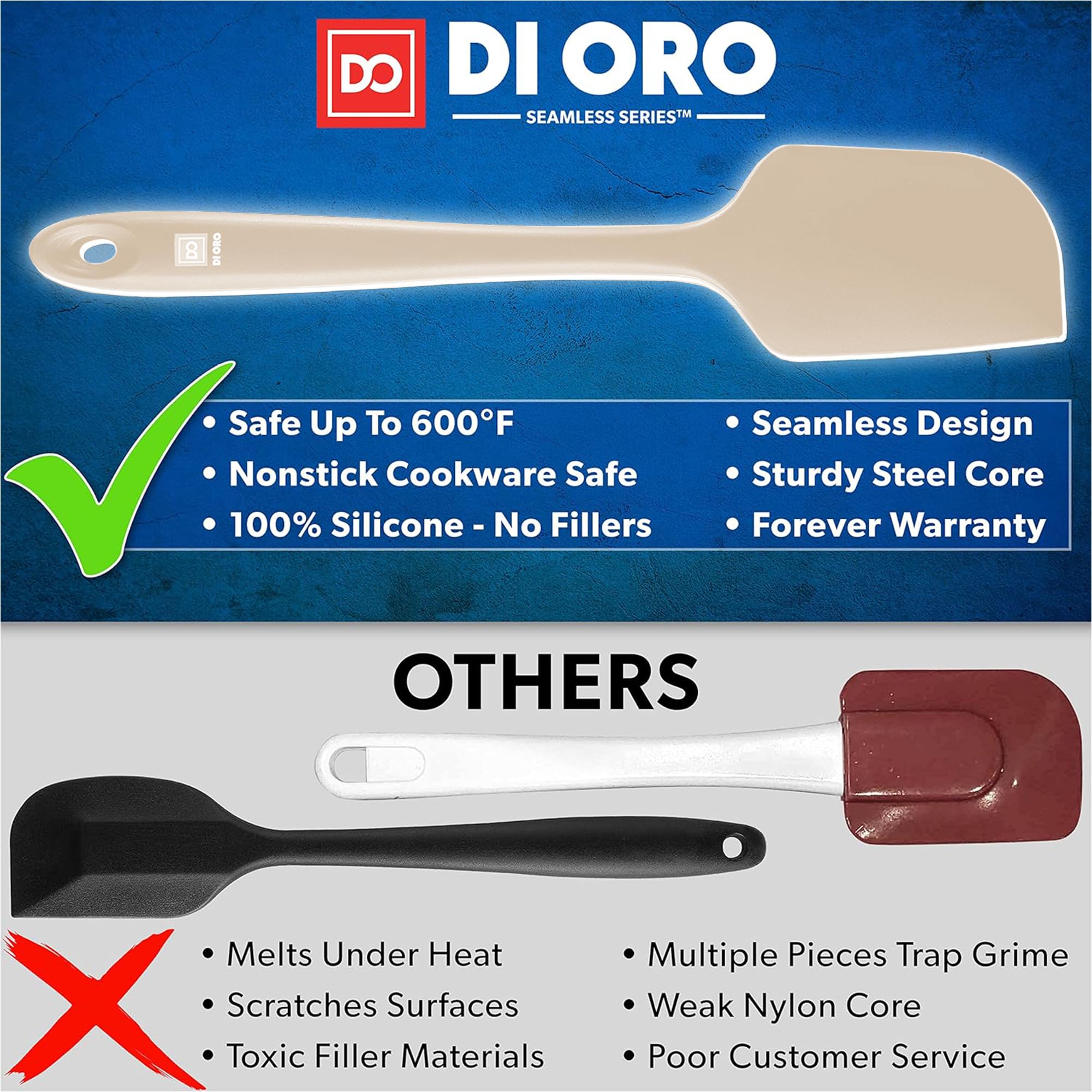 DI ORO Espatula silicona para hornear: mango ergonomico facilita mezclar masas.