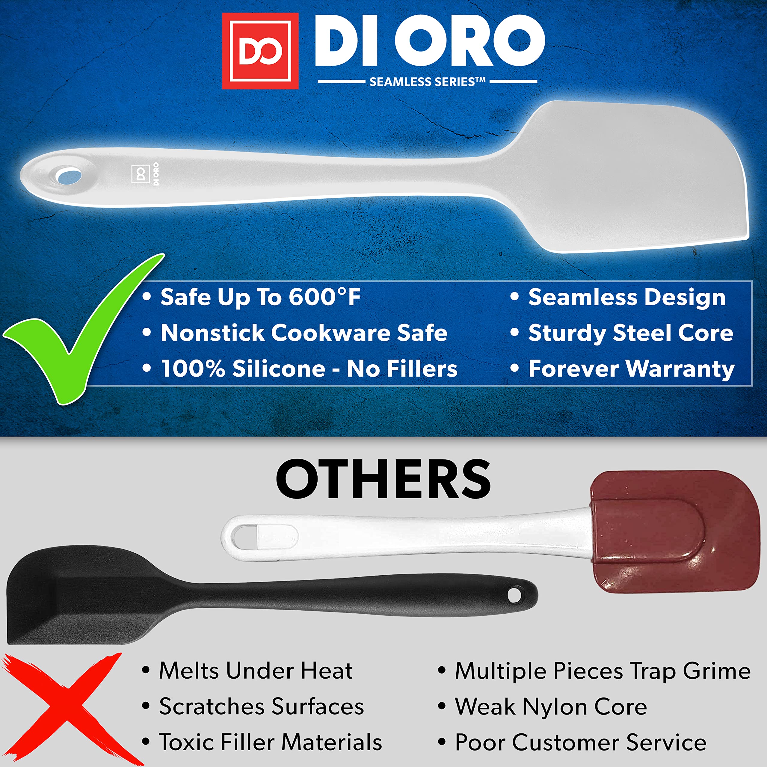 DI ORO espátula de silicona con mango ergonómico para comodidad