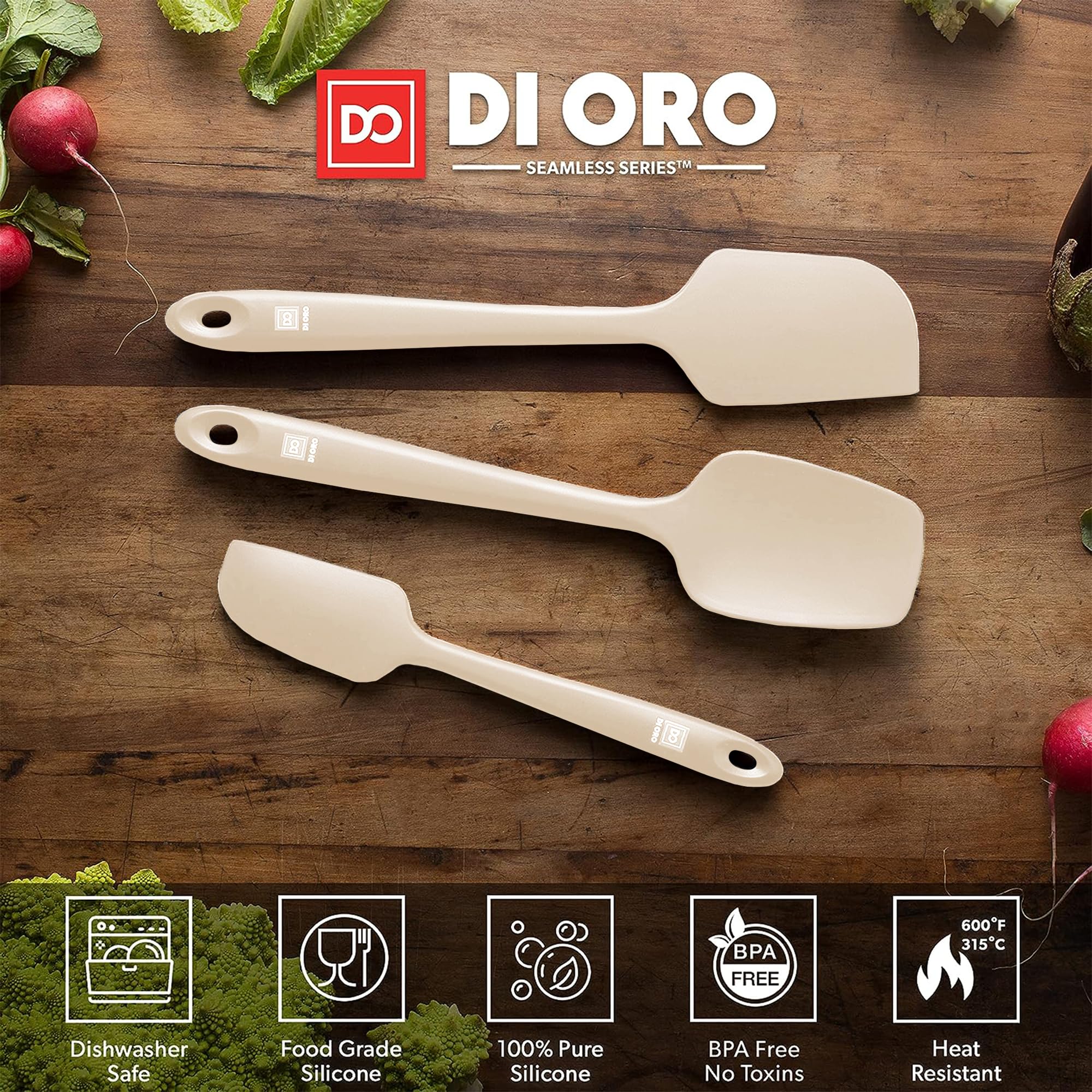 DI ORO Espatula silicona para sarten antiadherente sin rayar superficies.