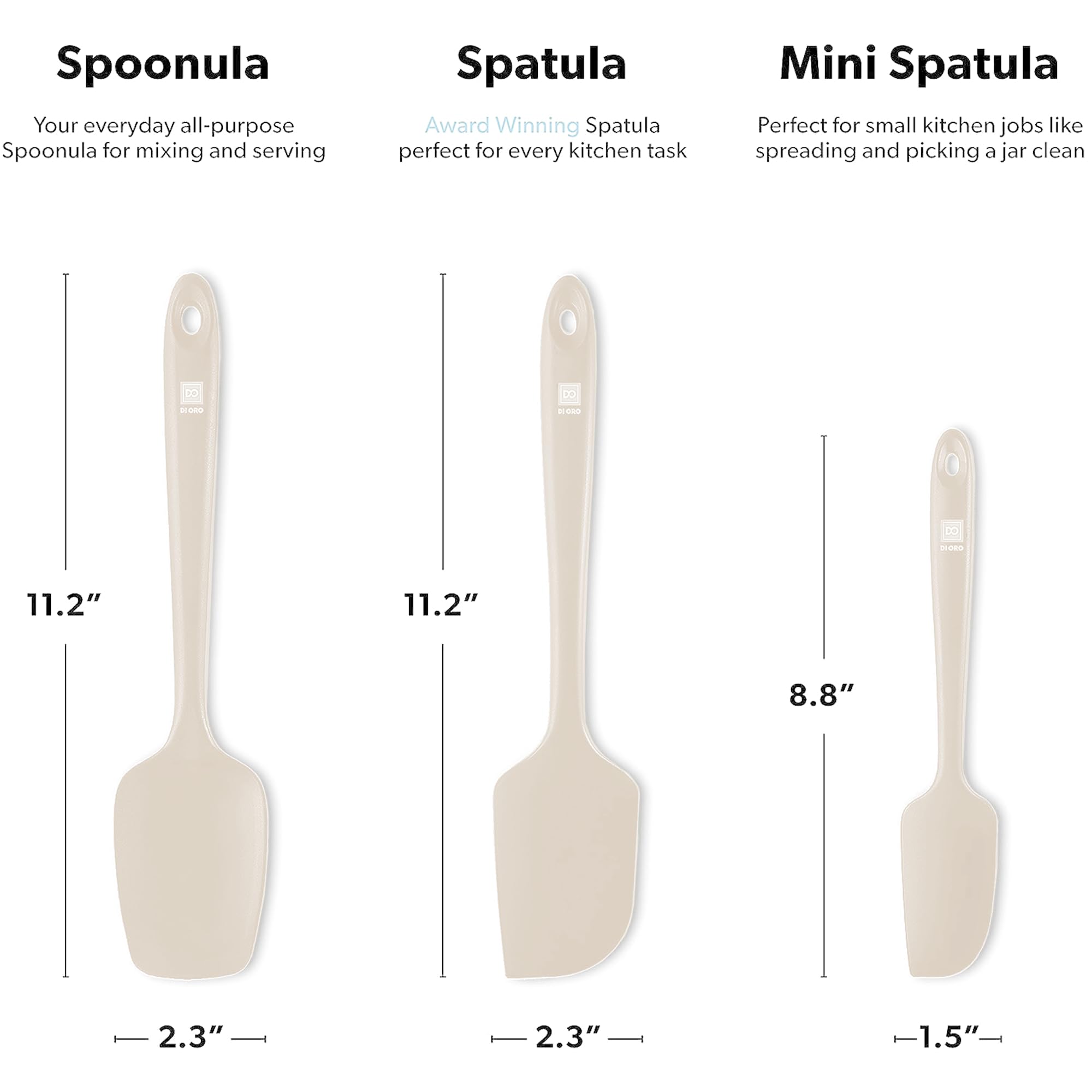 DI ORO Espatula silicona resistente al calor hasta 600°F, evita derretirse durante cocinar.
