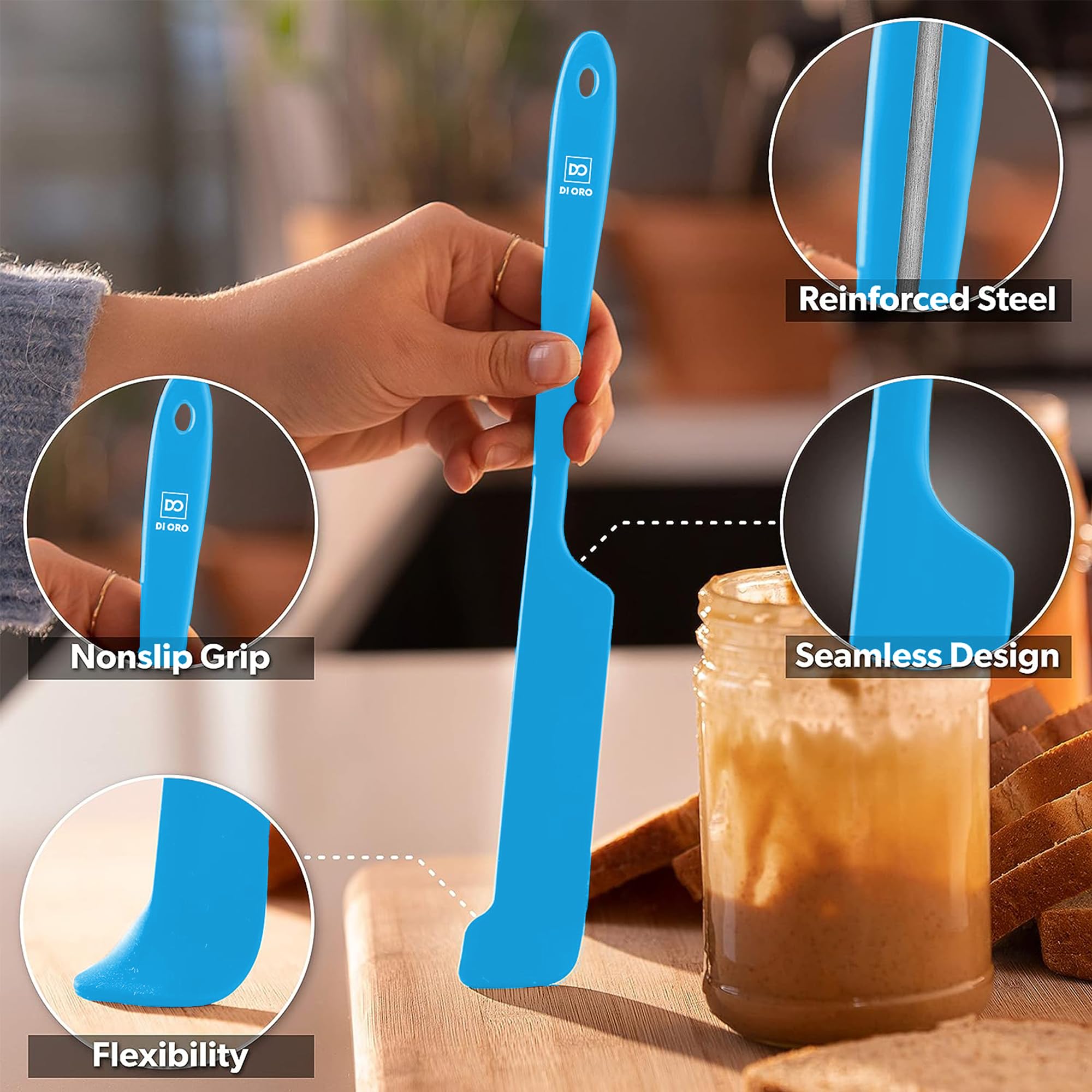DI ORO spatulas de silicona, aptas para lavavajillas, limpieza sencilla y segura