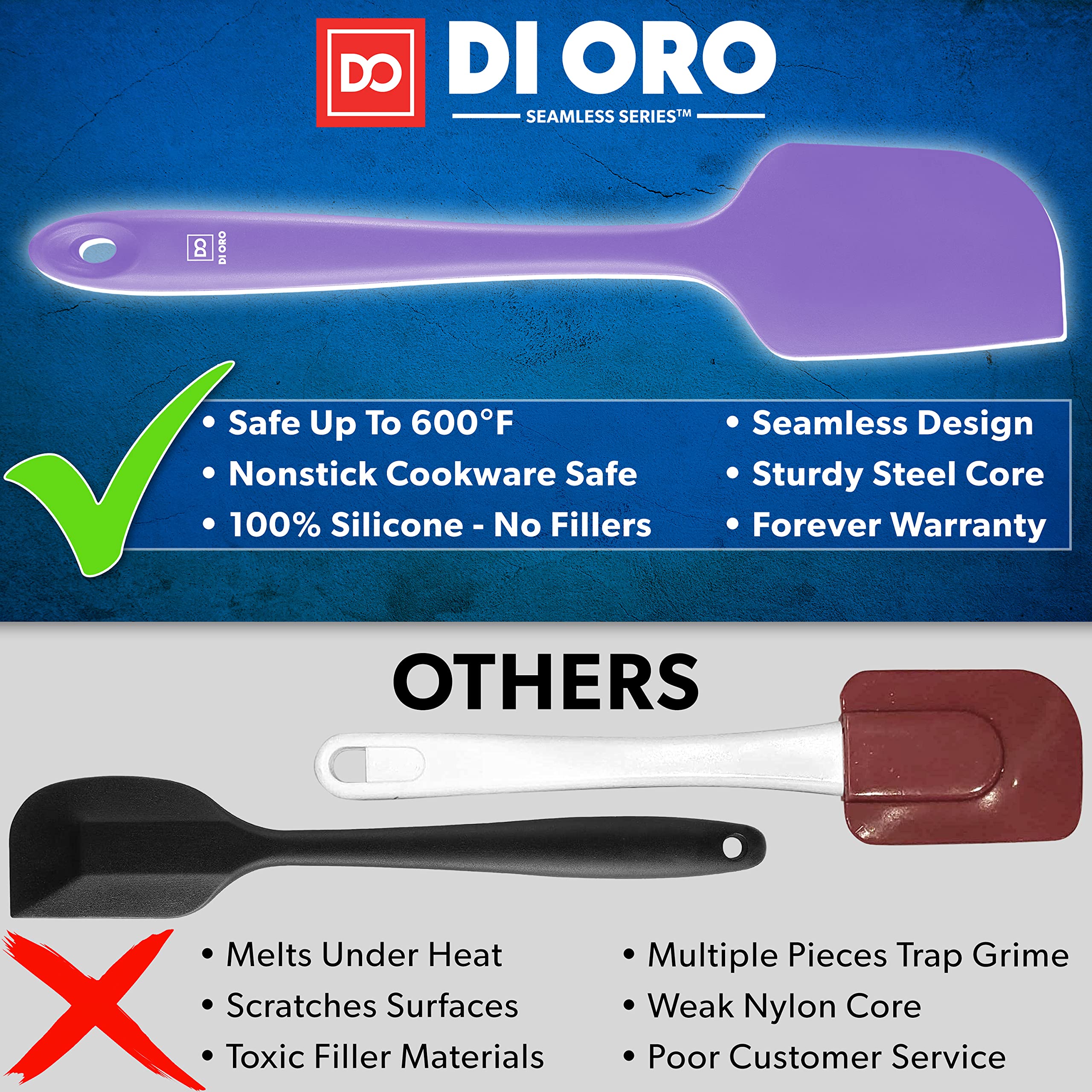DI ORO Living espátula para hornear de silicona, fácil de limpiar y apta para lavavajillas.