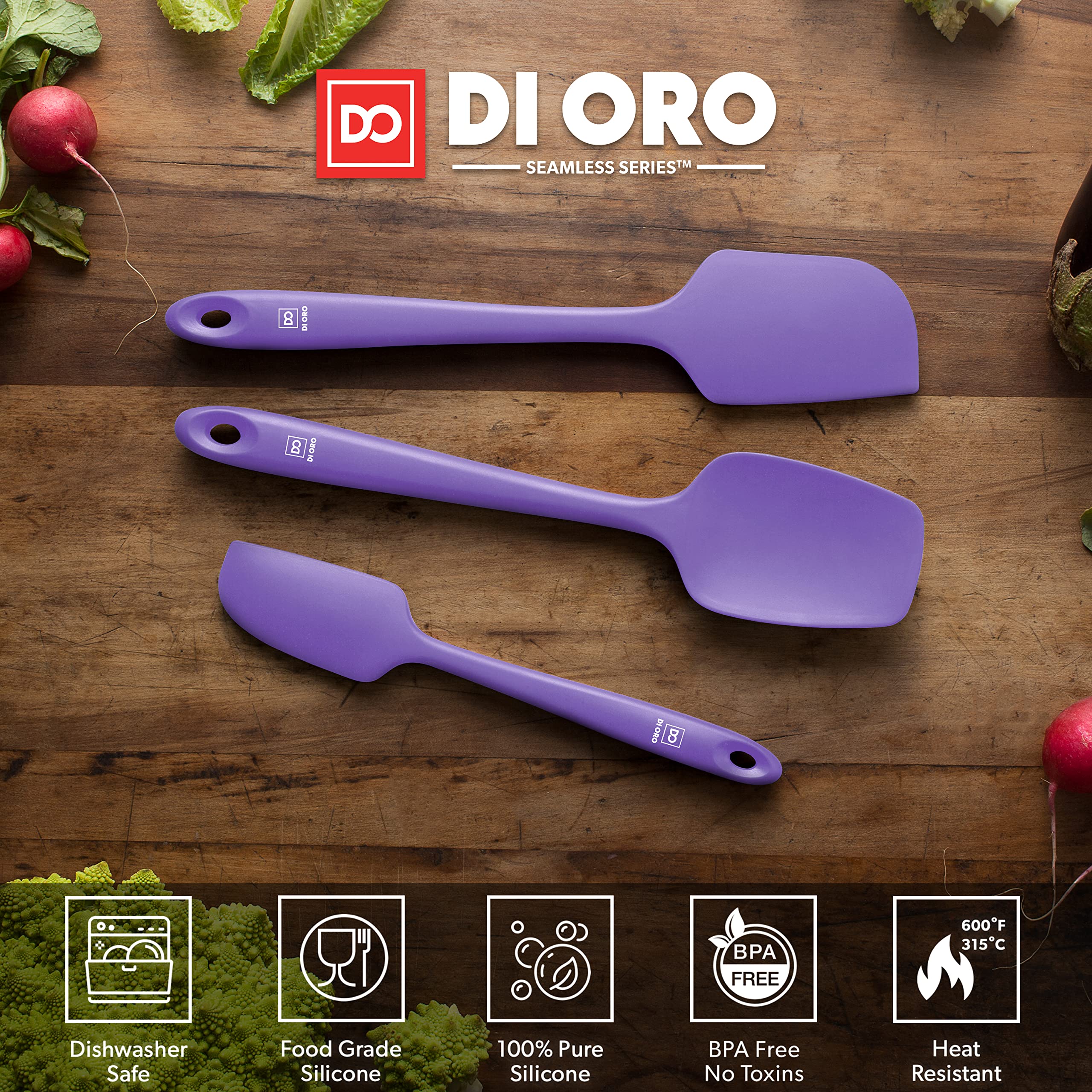 DI ORO Living espátula sin costuras, diseño de una pieza evita acumulación de comida.