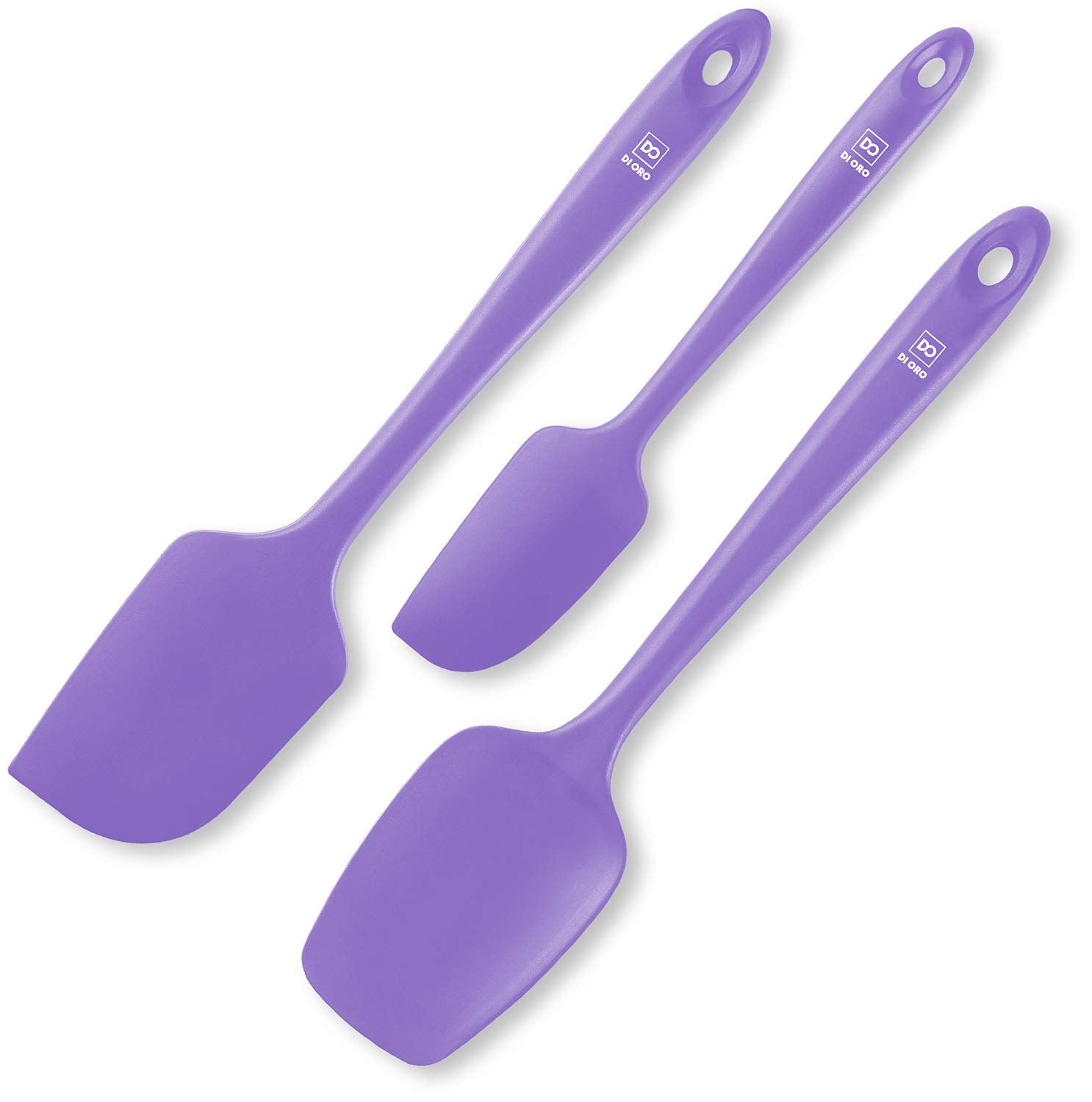 DI ORO Living espátulas de silicona lavanda para cocina, resistentes al calor sin rayar superficies antiadherentes.