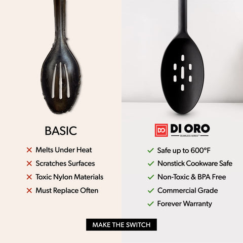 DI ORO Living Cucharas de silicona con mango ergonómico para mezclar con control