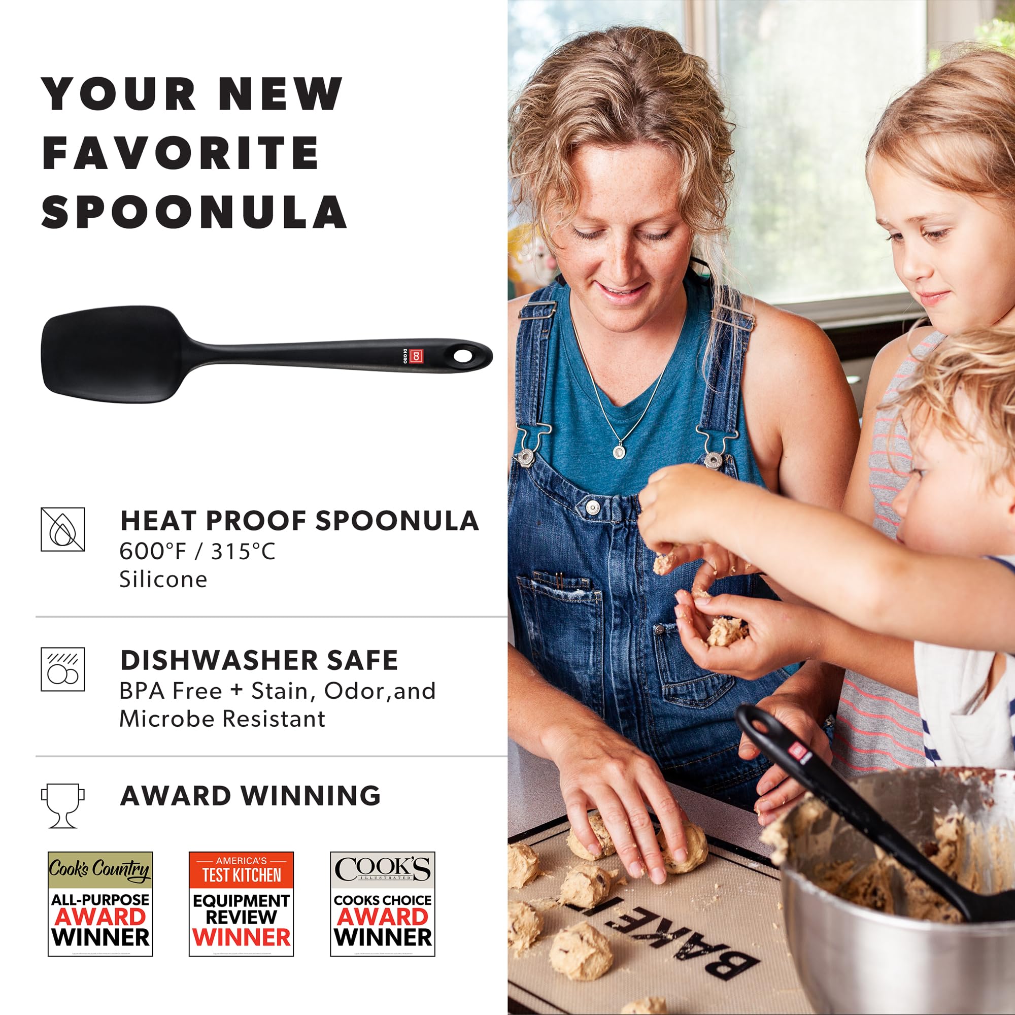 DI ORO Living espátula-cucharón sin costuras negro, mango ergonómico