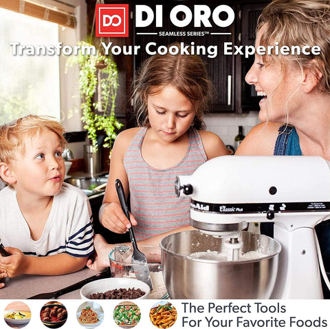 DI ORO Living espátula-cucharón sin costuras negro, tareas múltiples en cocina