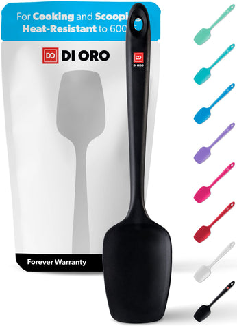 DI ORO Living espátula-cucharón sin costuras negro, uso diario en la cocina