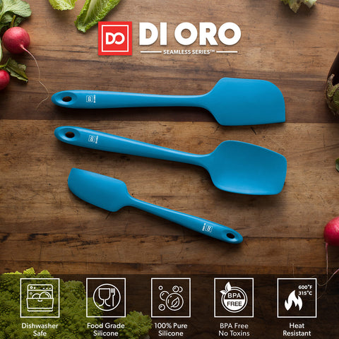 DI ORO Living espatula de silicona pala inclinada azul para alcanzar bordes y esquinas