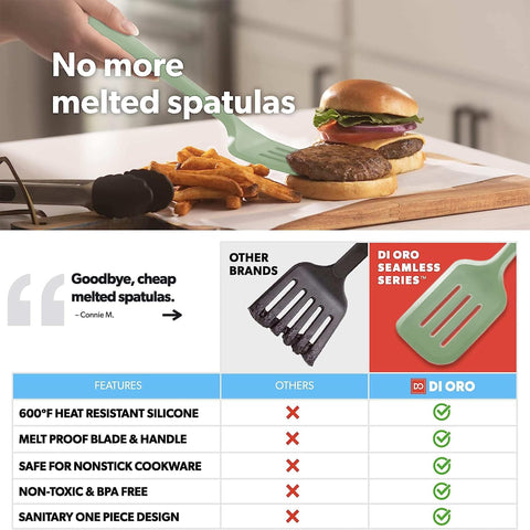 Espátula DI ORO Living para antiadherentes facilita voltear alimentos sin rayar.