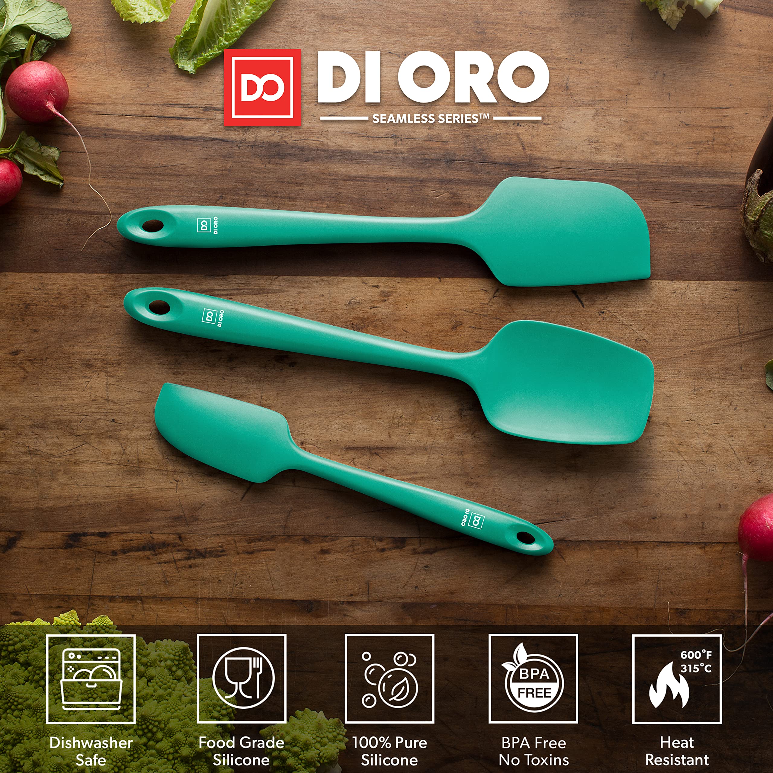 DI ORO Living espátula silicona diseño sin costuras facilita limpieza diaria.