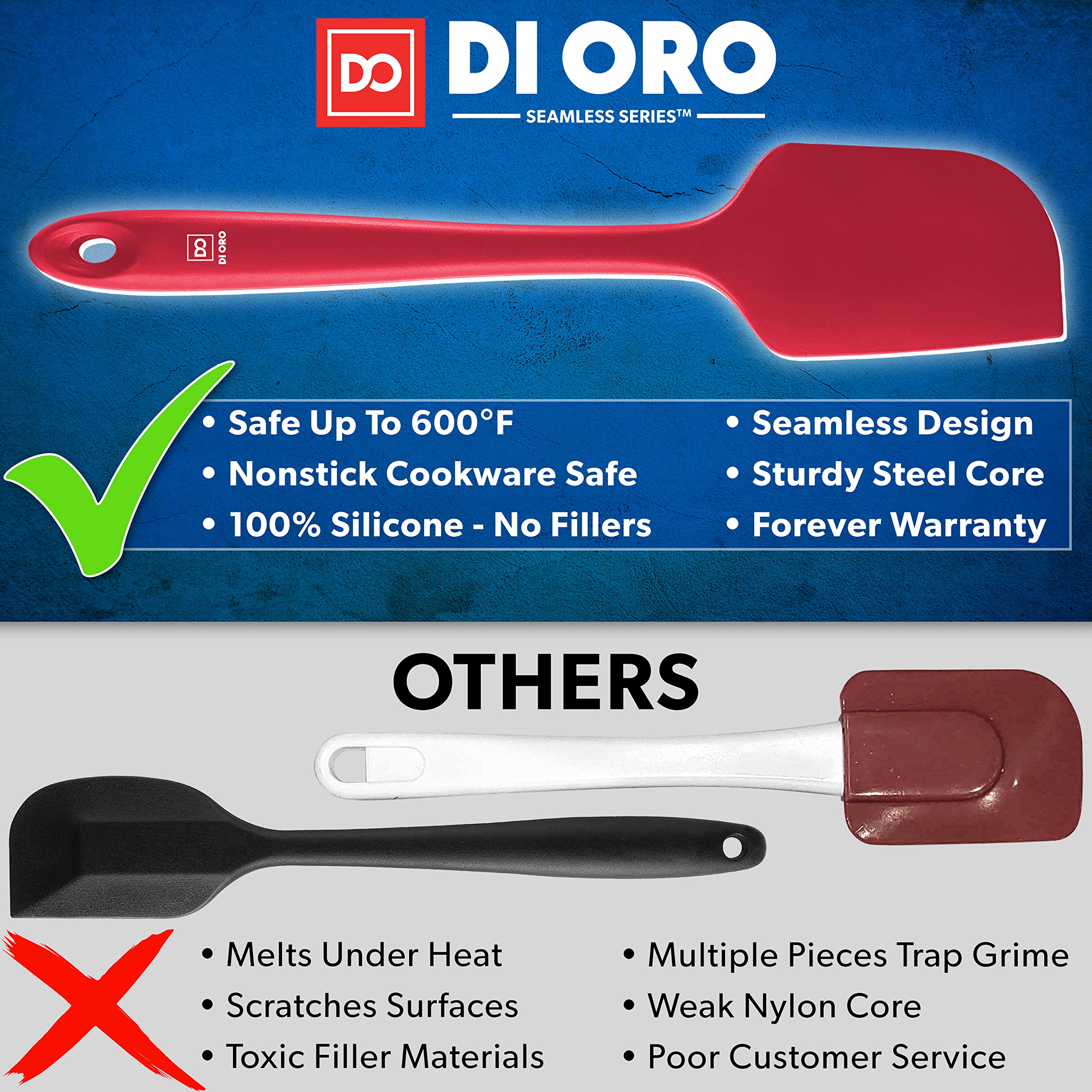 di Oro Living: espátula silicona con extremos flexibles para batidos densos sin manchar