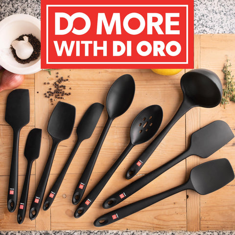 Espátula silicona negra DI ORO Living con agarre ergonómico para mayor comodidad