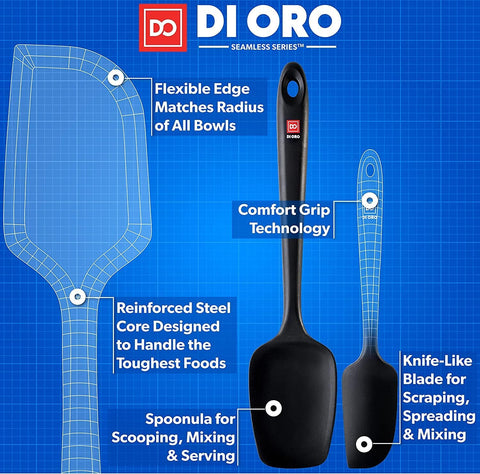 DI ORO Living espátula silicona negro perfecta para batidos y tazones